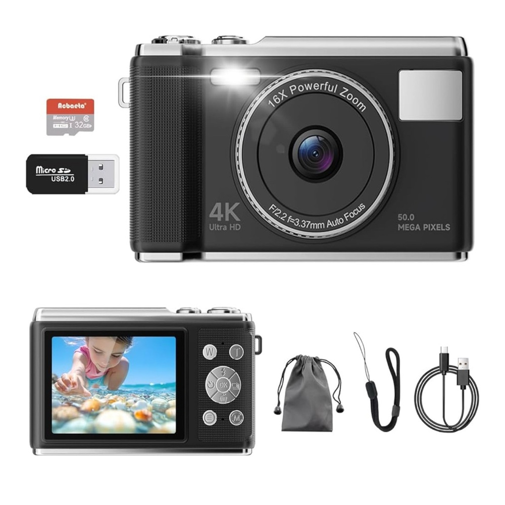 NEW 4K Ultra HD Digital Camera with 16X Zoom - Black